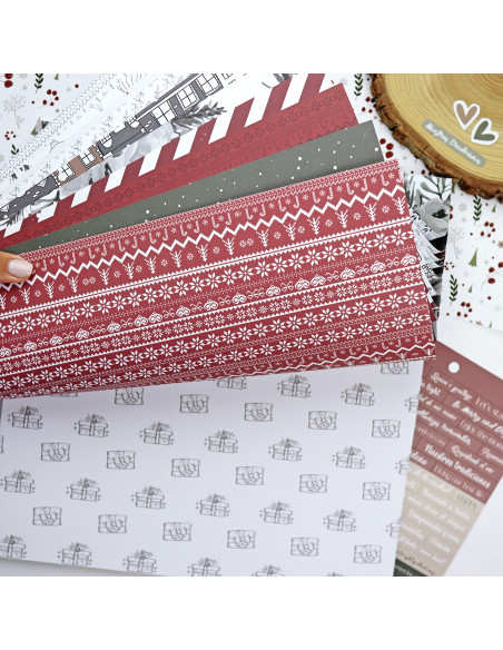 Paper pad 12x12" | Mistletoe & Holly collection by Mamen Montero