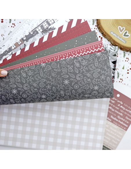 Paper pad 12x12" | Mistletoe & Holly collection by Mamen Montero