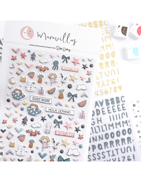 Maravillas puffy stickers | Alúa Cid design