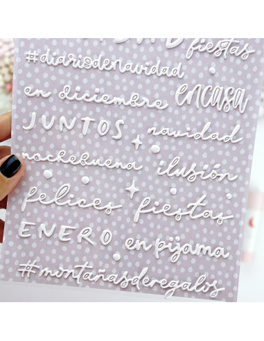En Diciembre. White puffy stickers | Rita´s Diary