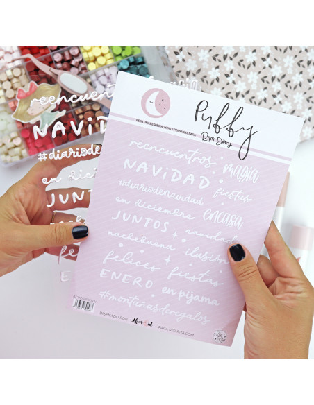 En Diciembre. White puffy stickers | Rita´s Diary