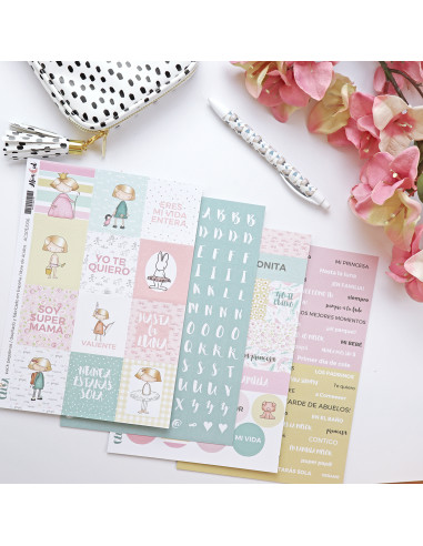 Set of 4 Stickers Sheets Celia