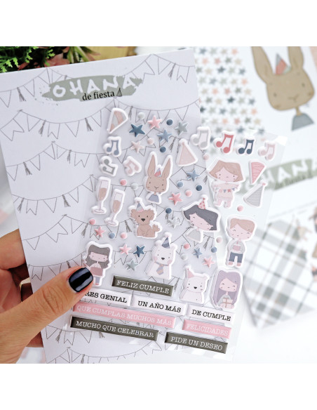 Ohana de fiesta Puffy stickers of Alúa Cid