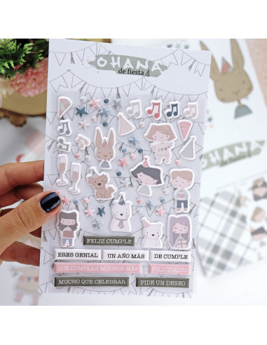 Ohana de fiesta Puffy stickers of Alúa Cid