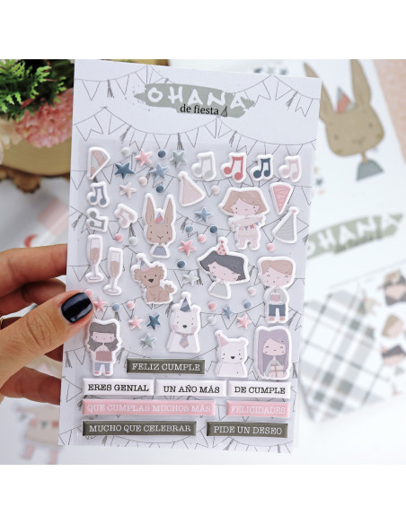 Ohana de fiesta Puffy stickers of Alúa Cid