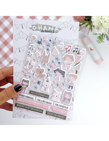 Ohana de fiesta Puffy stickers of Alúa Cid