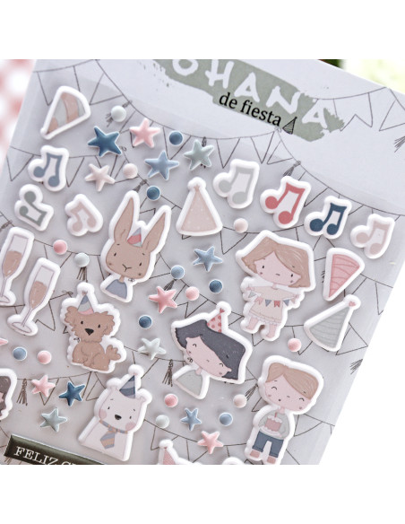 Ohana de fiesta Puffy stickers of Alúa Cid