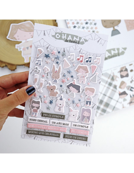 Ohana de fiesta Puffy stickers of Alúa Cid