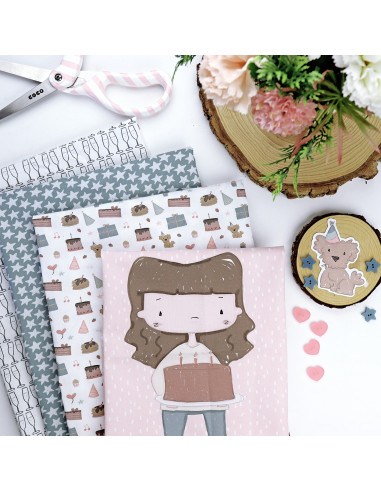 Tarta de cumple fabric Panel | Ohana de fiesta collection Tarta de cumple fabric Panel | Ohana de fiesta collection