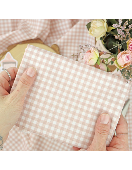 5m Minivichy Salmón printed fabric | Fantasía collection