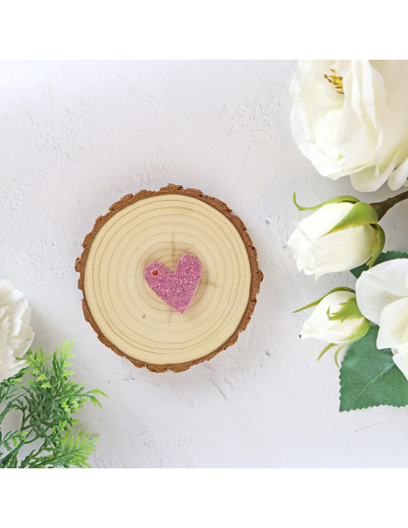 Set of 10 Rosa Brilli acrylic hearts