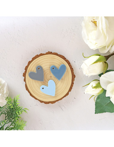 Set of 10 Denim acrylic hearts