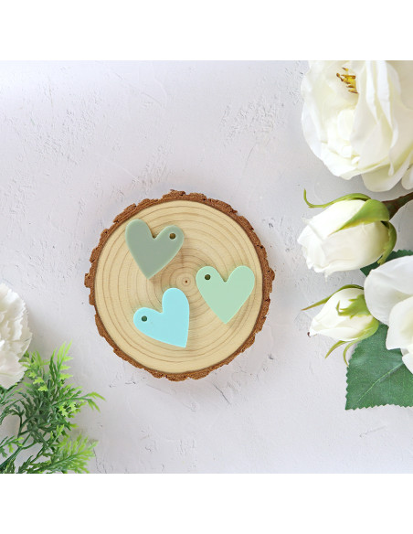 Set of 10 Turquesa acrylic heart