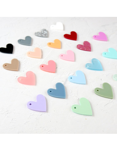 Set of 10 Verde Escarchado acrylic heart