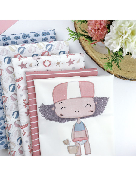 Dino Va a la playa Printed panel fabric | Ohana collection