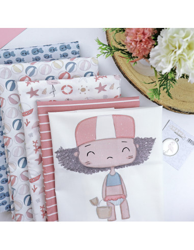 Dino Va a la playa Printed panel fabric | Ohana collection Dino Va a la playa Printed panel fabric | Ohana collection