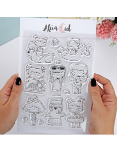 Ohana en la Playa Clear stamp set by Alúa Cid