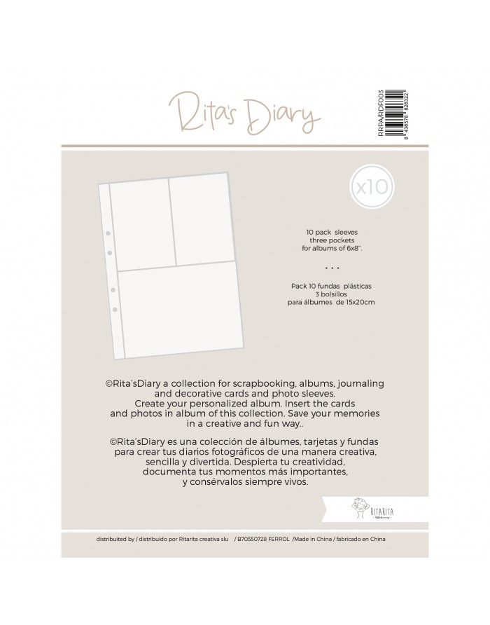 6x8" 3-pocket sleeves for Rita's Diary