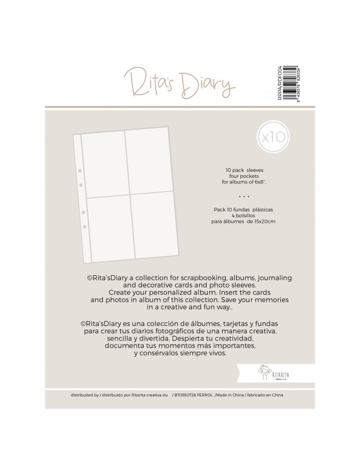 6x8" 4-pocket sleeves for Rita's Diary