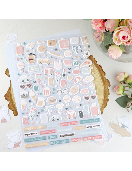 Sea lo que sea puffy stickers | Alúa Cid design