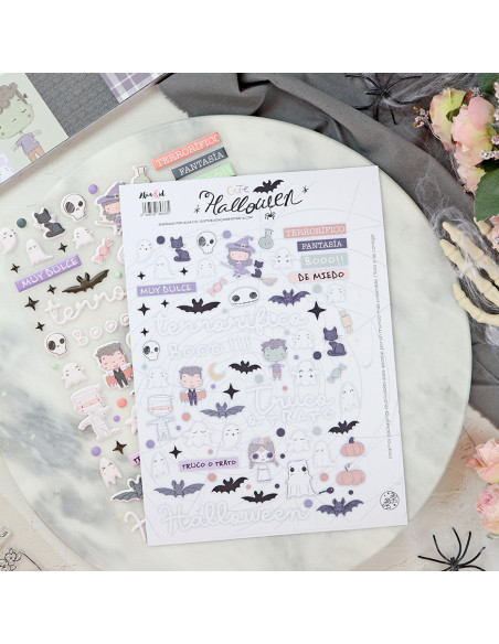 Cute Halloween puffy stickers | Alúa Cid design