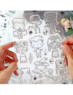 Cute Halloween clear stamp set by Alúa Cid