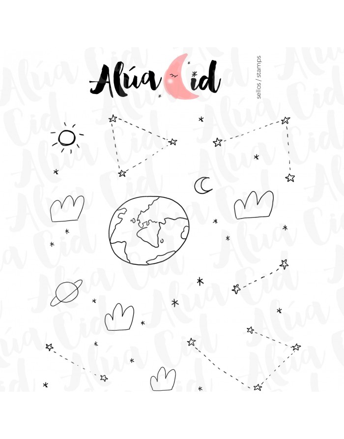 Fondo Galaxia clear stamp | Alúa Cid