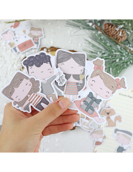 Ohana en Diciembre ilustrations die-cut by Alúa Cid