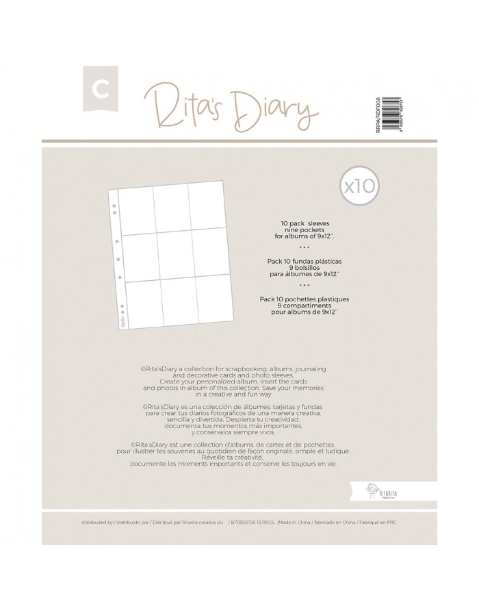 9x12" sleeves - Model C for Rita's Diary