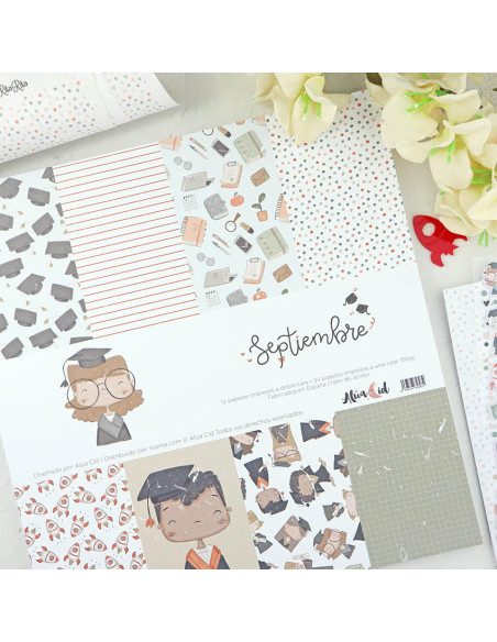 Septiembre 12x12" paper pad | Alúa Cid design