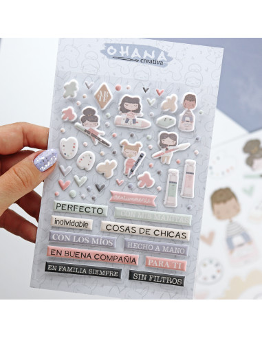 Ohana Creativa puffy stickers | Alúa Cid design