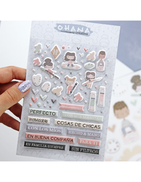 Ohana Creativa puffy stickers | Alúa Cid design