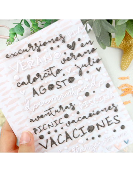 Holidadis Phrases puffy stickers | Alúa Cid design