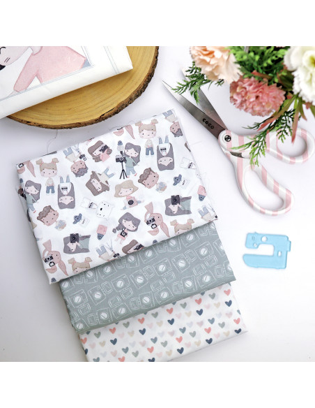 5m Lluvia de Corazones printed fabric | Ohana by Alúa Cid