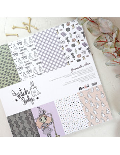 Witch Party 12x12" paper pad | Garbancita Alicia + Alúa Cid design