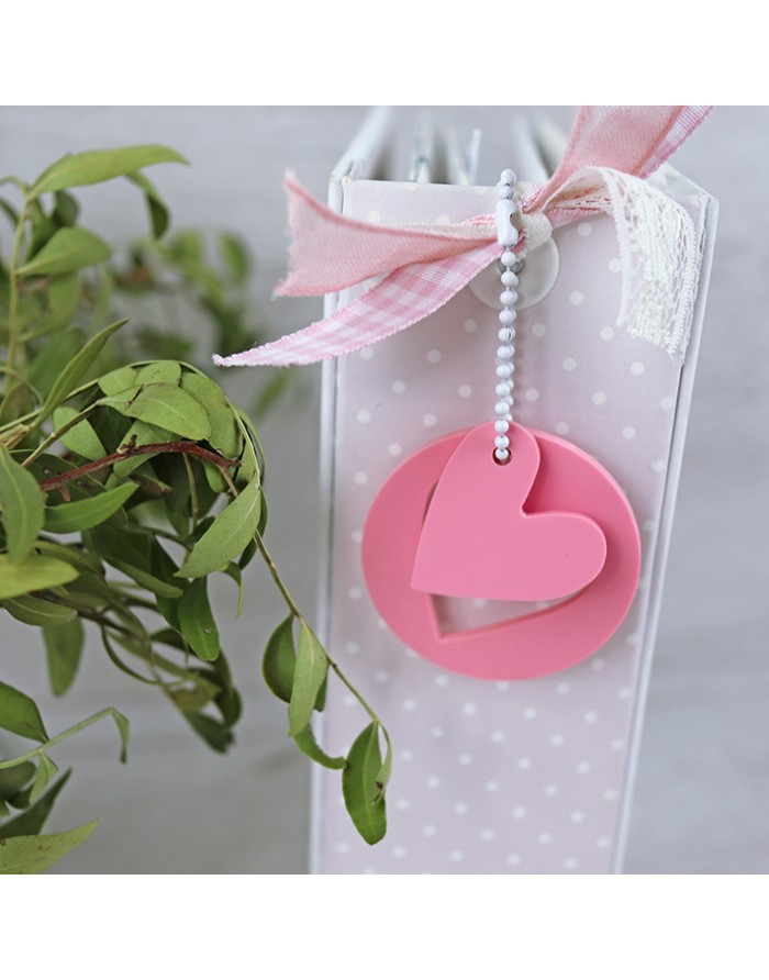 Set of 10 Pink acrylic heart medallions