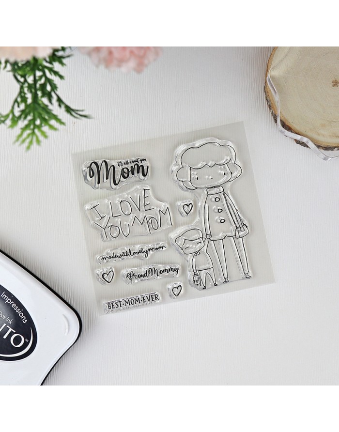 Mom ENGLISH clear stamps set | Alúa Cid