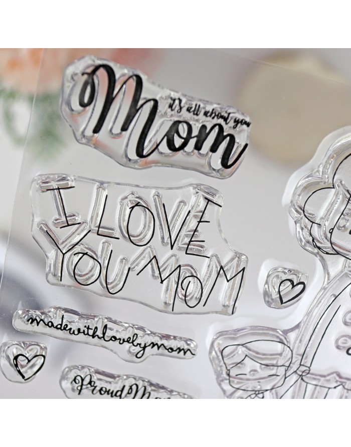 Mom ENGLISH clear stamps set | Alúa Cid