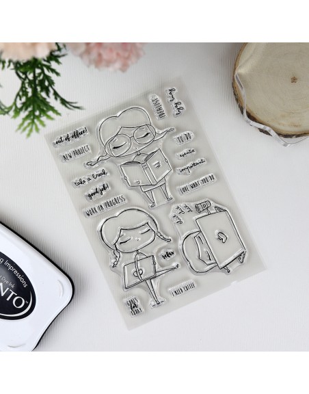 Busy Busy ENGLISH clear stamps set | Alúa Cid