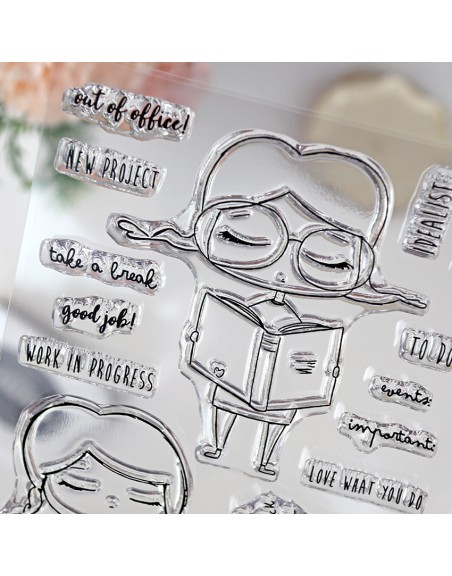 Busy Busy ENGLISH clear stamps set | Alúa Cid
