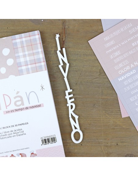 Invierno methacrylate word ornament