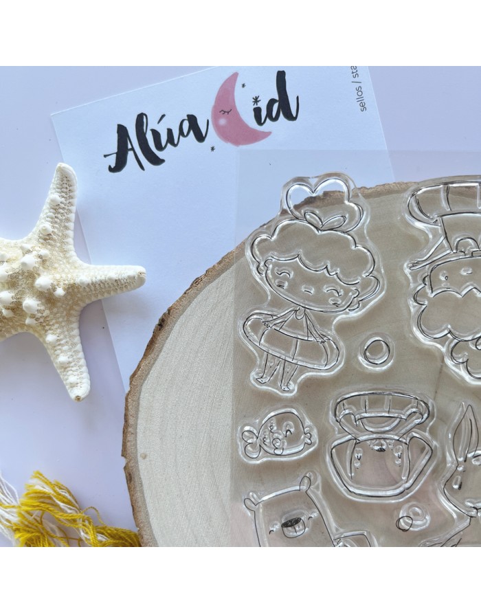 Día de piscina clear stamps set |...