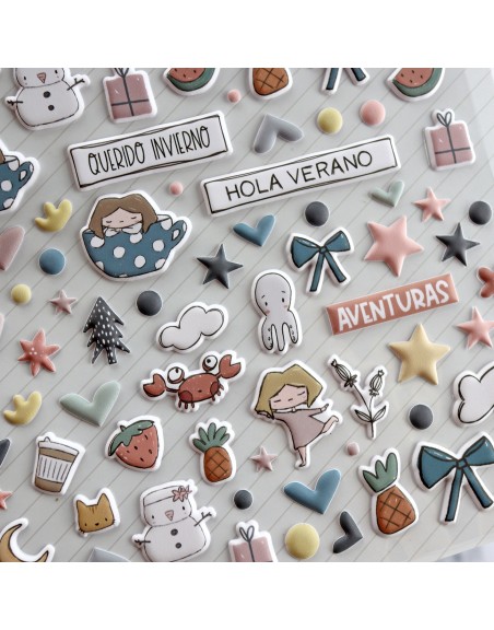 Maravillas puffy stickers | Alúa Cid design
