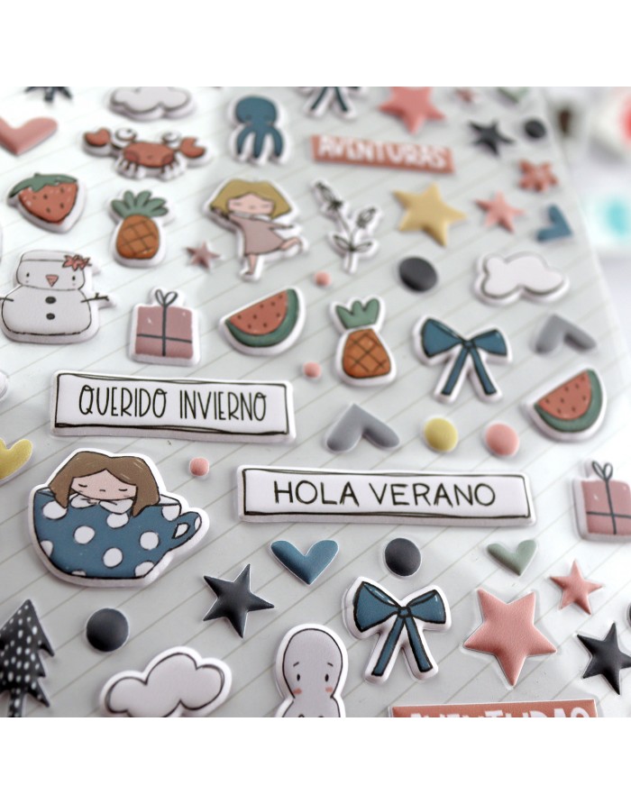 Maravillas puffy stickers | Alúa Cid design