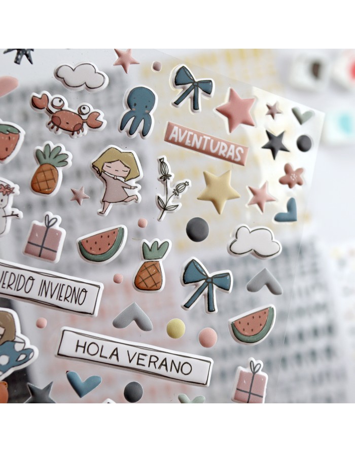Maravillas puffy stickers | Alúa Cid design