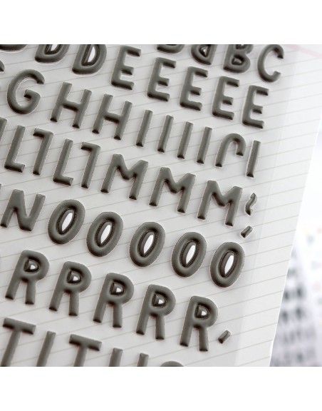 Grey ABC puffy stickers