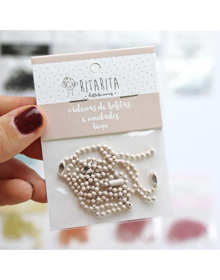 Set of 6 Beige ball chains