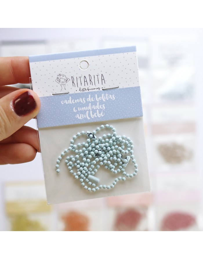 Set de 6 Azul Bebé ball chains