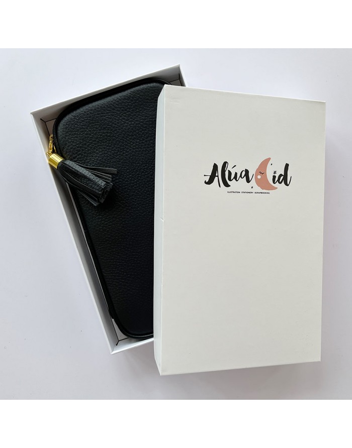 Real leather Black pencil case Real leather Black pencil case