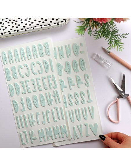 mint chipboard Alphabet